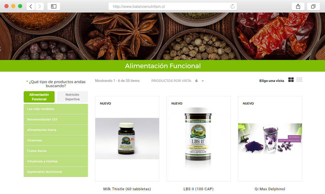 Diseño web ecommerce balancenutrition
