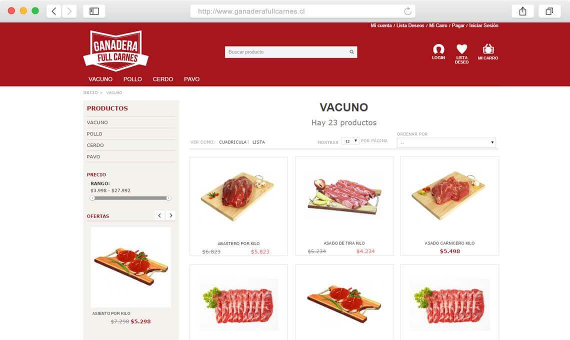 Diseño Web Ecommerce Ganadera full carnes