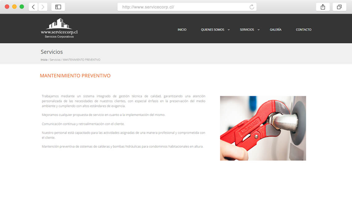 Diseño página web pyme Servicecorp