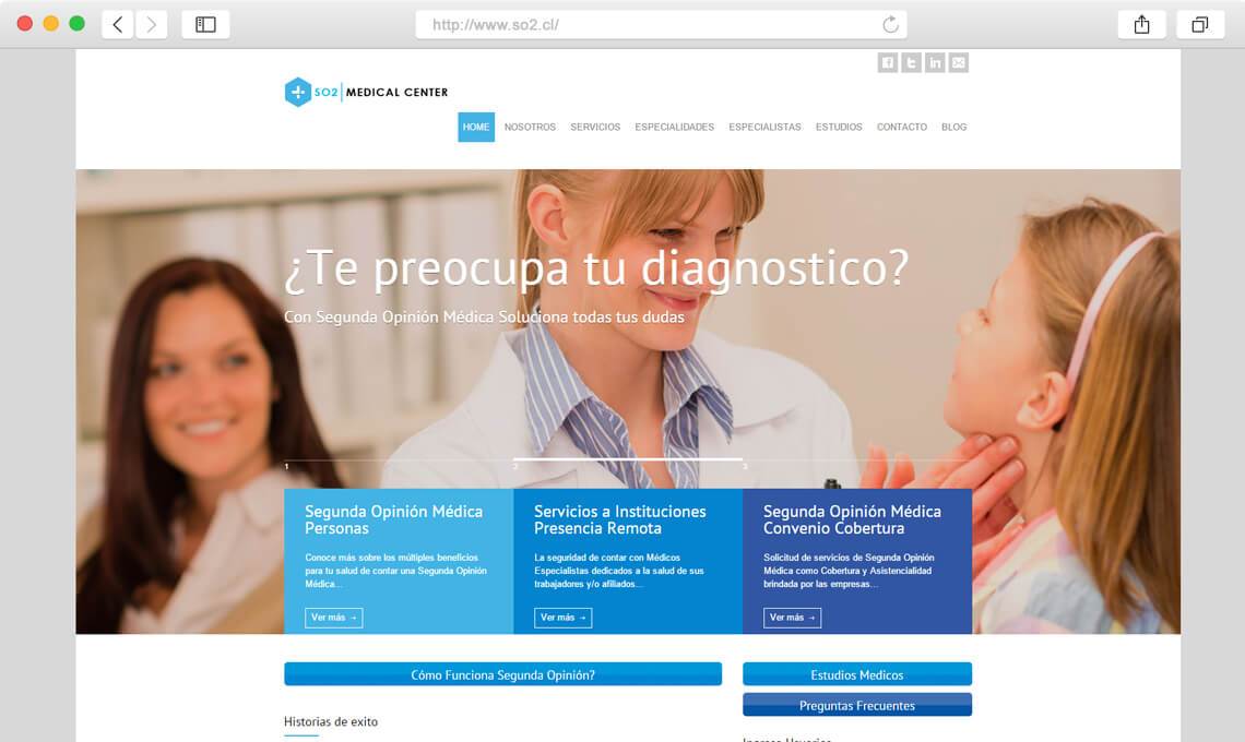 Diseño web portal SO2 MEDICAL CENTER