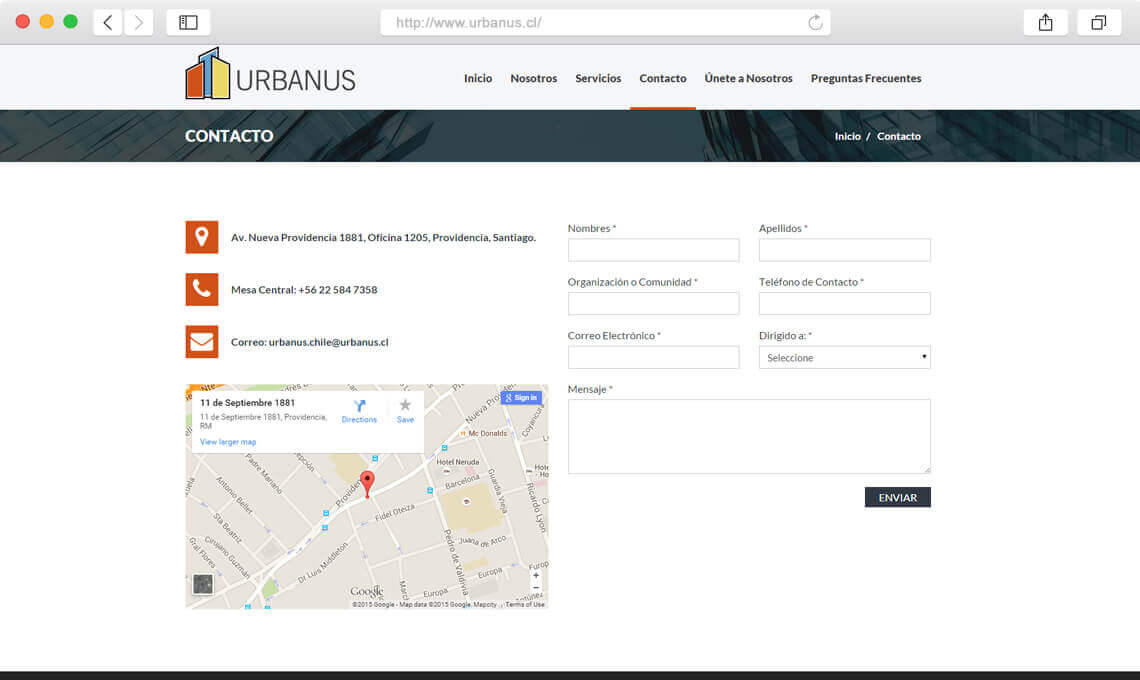 Diseño web empresa urbanus